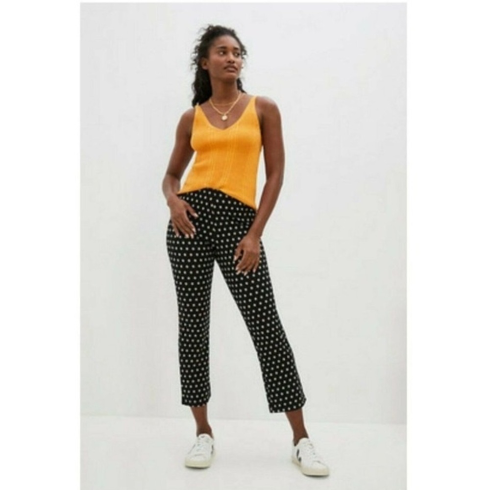 Anthropologie The Essential Crop Polka Dot Flare Pants Size Medium Minimalist